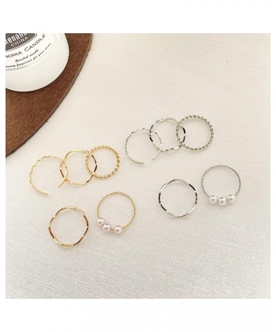 10 Pcs Gold Knuckle Rings Set For Women Dainty Stack Gold Midi Rings Set Simple Carved Stackable Ring for Girls 5 Pcs Wave Se...