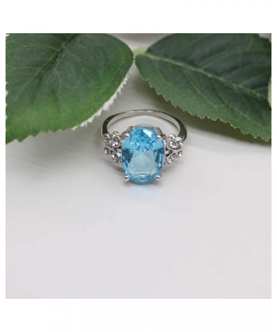 Luxury Blue Red Oval Cubic Zirconia Promise Rings Classic Style Crystal Anniversary Wedding Engagement Bands Cocktail Ring fo...