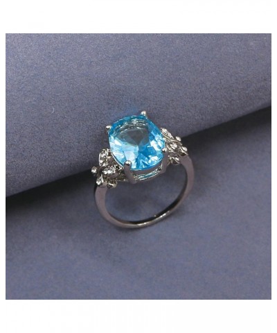 Luxury Blue Red Oval Cubic Zirconia Promise Rings Classic Style Crystal Anniversary Wedding Engagement Bands Cocktail Ring fo...