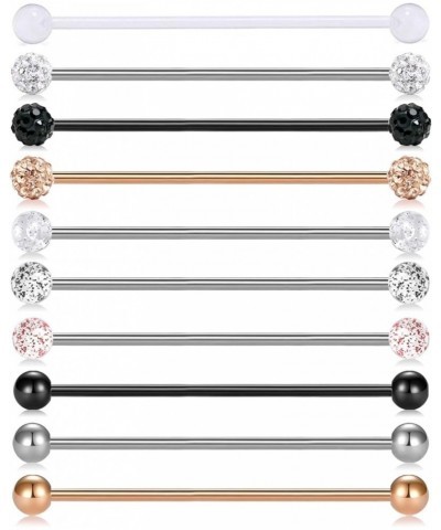 10pcs 14G Stainless Steel Industrial Barbell Earring Cartilage Body Piercing Jewelry 32mm 35mm 38mm Industrial Piercing Bar B...