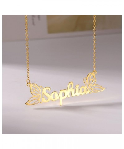 Custom Name Necklace with Butterfly 18K Gold Plated Nameplate Necklace Choker Necklaces Birthday Gift for Women Girls Name Ne...