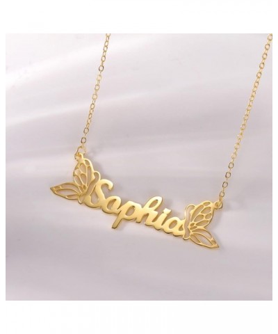 Custom Name Necklace with Butterfly 18K Gold Plated Nameplate Necklace Choker Necklaces Birthday Gift for Women Girls Name Ne...