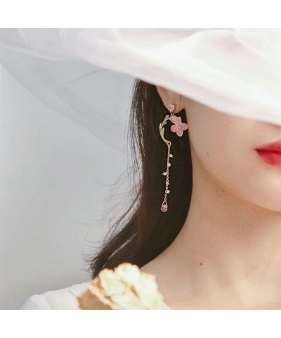 Pink Flower Pearl Sakura Leaf Earrings Ginkgo Biloba Cat Fairy Flower Statement Earrings For Women, Girls Spring and Flowers ...