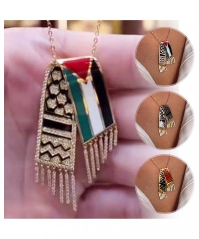 Palestine Scarf Necklace Stainless Steel Palestine Scarf Pendant Necklace Palestinian Scarf with Tassels Necklace Palestine J...