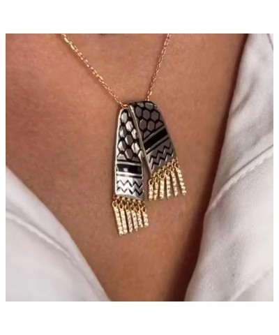 Palestine Scarf Necklace Stainless Steel Palestine Scarf Pendant Necklace Palestinian Scarf with Tassels Necklace Palestine J...