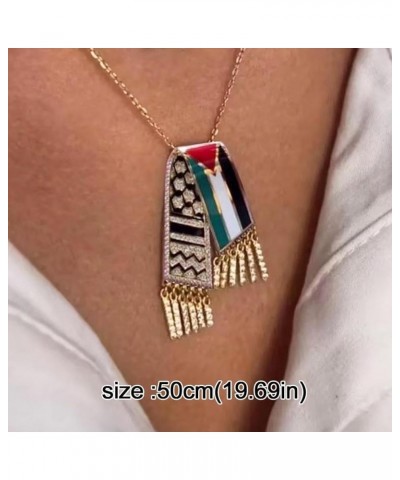 Palestine Scarf Necklace Stainless Steel Palestine Scarf Pendant Necklace Palestinian Scarf with Tassels Necklace Palestine J...