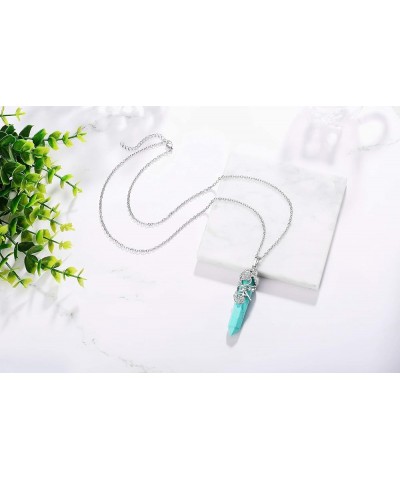 Flower Wrapped Crystal Point Pendant Necklace Reiki Healing Crystals Stone Necklaces Gemstone Quartz Jewelry for Women Green ...