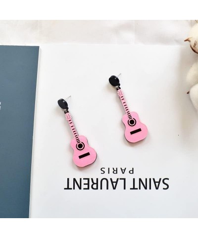 Classical Acrylic Bass Electric Guitar Drop Dangle Earrings Music Violin Instrument Love Heart for Women Girls Teacher Party ...