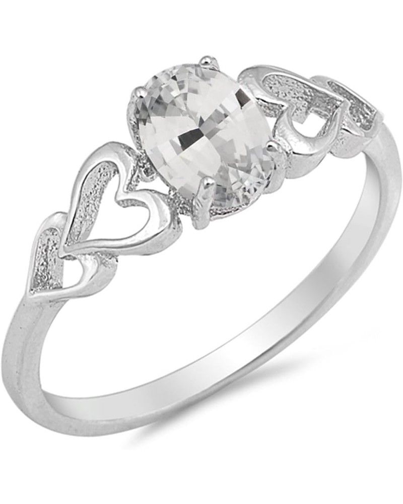 CHOOSE YOUR COLOR Sterling Silver Oval Heart Ring White Natural Topaz $13.68 Rings