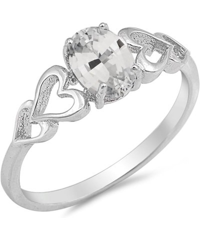 CHOOSE YOUR COLOR Sterling Silver Oval Heart Ring White Natural Topaz $13.68 Rings