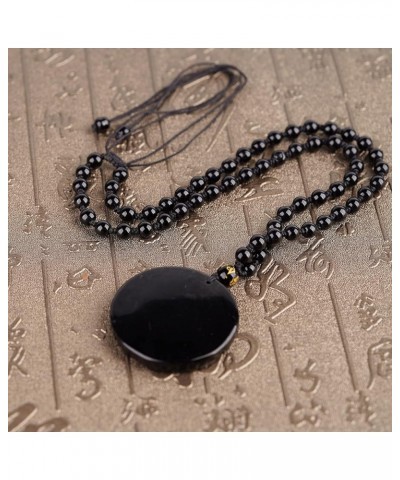 Black Obsidian Necklace Natural Crystal Amulet Protection Pendant with Adjustable Rope Lucky Talisman Necklaces Jewelry Gift ...