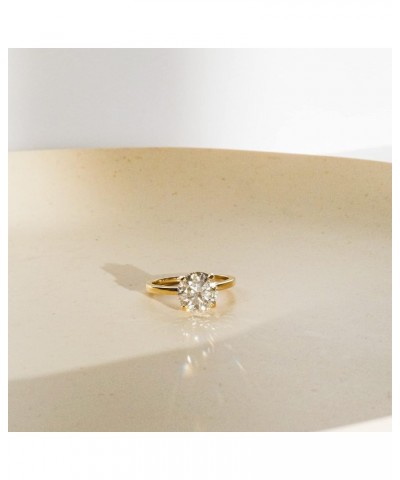 14K Yellow Gold Moissanite 3 Carat Round Cut Solitaire Engagement Ring | Classic Solitaire Engagement Ring Solid Gold Plain R...