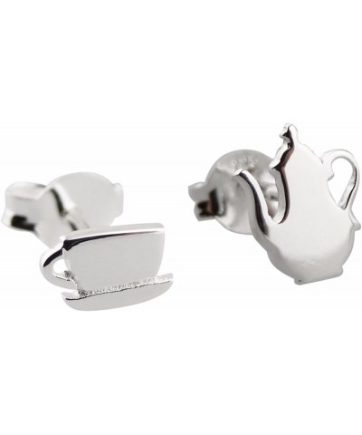 Sterling Silver Hobby Stud Earrings with Butterfly Backs Teacup & Teapot $19.14 Beading & Jewelry Making