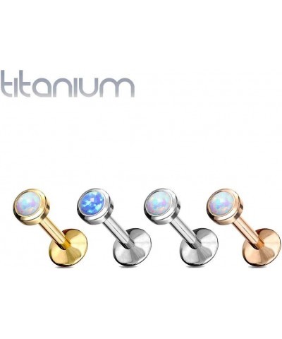 Dynamique G23 Titanium Internal Top Labret Stud With Bezel Set Opal For Ear Cartilage, Lip, Chin, Monroe (Sold Per Piece) L:8...