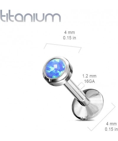 Dynamique G23 Titanium Internal Top Labret Stud With Bezel Set Opal For Ear Cartilage, Lip, Chin, Monroe (Sold Per Piece) L:8...