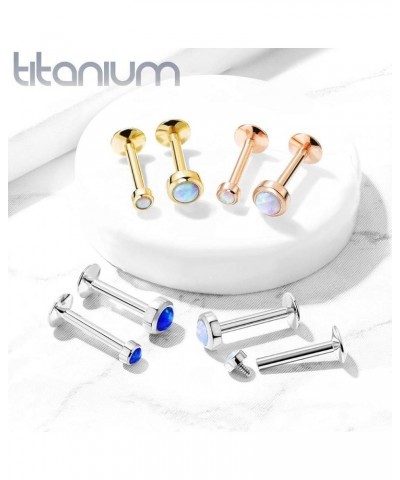 Dynamique G23 Titanium Internal Top Labret Stud With Bezel Set Opal For Ear Cartilage, Lip, Chin, Monroe (Sold Per Piece) L:8...