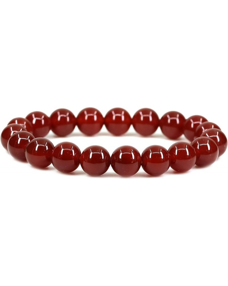 Natural Gemstone 10mm Round Beads Stretch Bracelet 7 Inch Red Agate $10.44 Bracelets