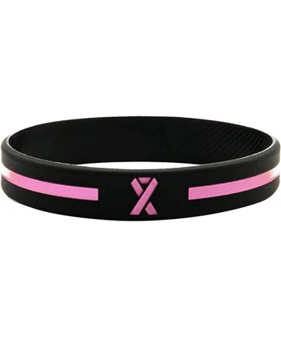 Breast Awareness Ribbon Pink Wrist Band Cancer Bracelet Silicone Bracelets Cute Gold Earrings Pink One Size $5.71 Bracelets