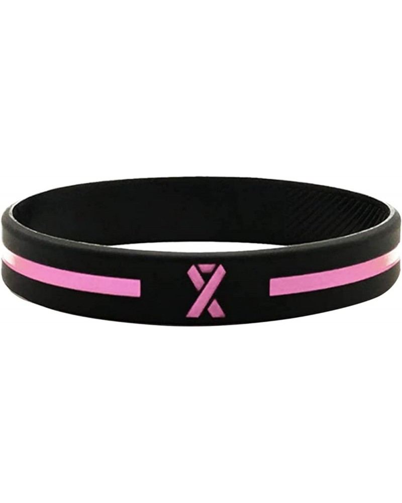 Breast Awareness Ribbon Pink Wrist Band Cancer Bracelet Silicone Bracelets Cute Gold Earrings Pink One Size $5.71 Bracelets