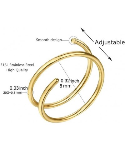 Stainless Steel Spiral Nose Ring Double Hoop Nose Ring Single Pierced Nose Piercing for Women Hypoallergenic Style23：(20G)0.8...