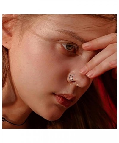 Stainless Steel Spiral Nose Ring Double Hoop Nose Ring Single Pierced Nose Piercing for Women Hypoallergenic Style23：(20G)0.8...