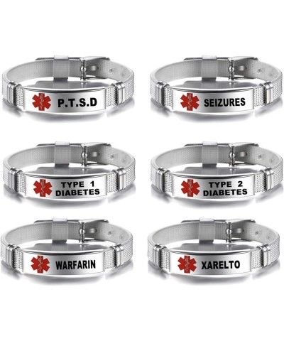 Emergency Medical Bracelets Lasers Engraved Adjustable Wristband Medical Alert IDs Bracelet Jewelry for Men Women Type 1 Diab...