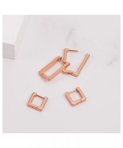 2 Pairs 14K Gold Plated Minimalist Hoop Earrings Small Dainty Geometric Square and Rectangle Huggies Hoops for Girls Women Gi...