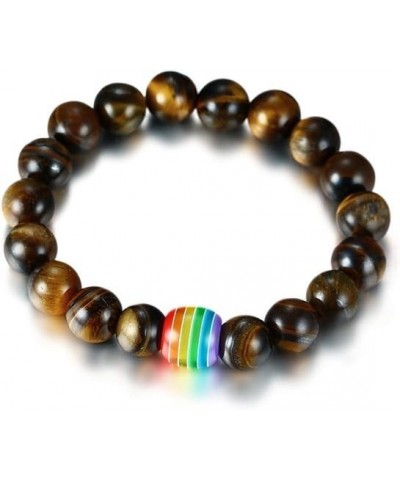 Black Agate and White Howlite Rainbow Gay Pride Relationship Beaded Bracelets Equality Jewelry,Couples Gay Wedding Gift tiger...