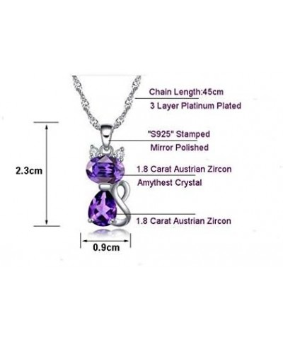 Kitten Cat Clear or Purple CZ Pendant Necklace Water Waves chain clear $10.56 Necklaces