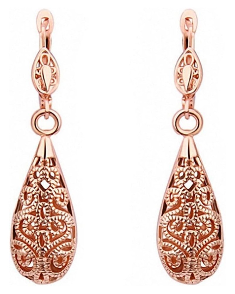 Rose Gold Filigree Teardrop Leverback Earrings rose 002 $9.34 Earrings