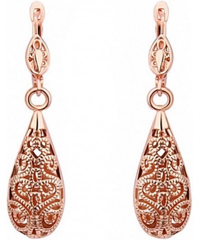 Rose Gold Filigree Teardrop Leverback Earrings rose 002 $9.34 Earrings