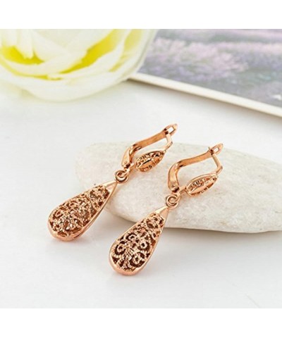 Rose Gold Filigree Teardrop Leverback Earrings rose 002 $9.34 Earrings