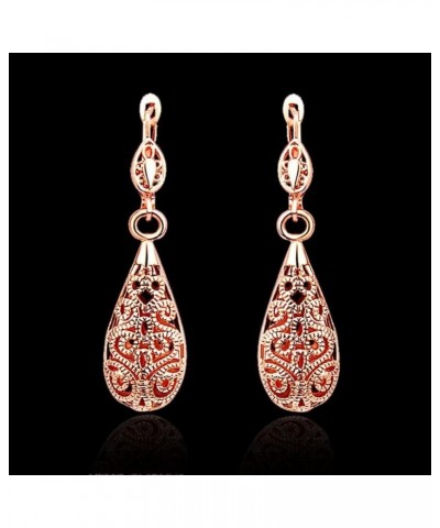 Rose Gold Filigree Teardrop Leverback Earrings rose 002 $9.34 Earrings