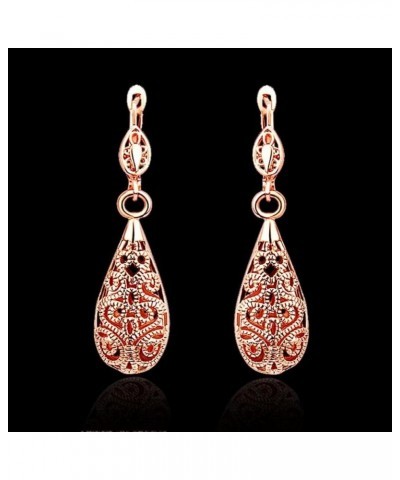 Rose Gold Filigree Teardrop Leverback Earrings rose 002 $9.34 Earrings