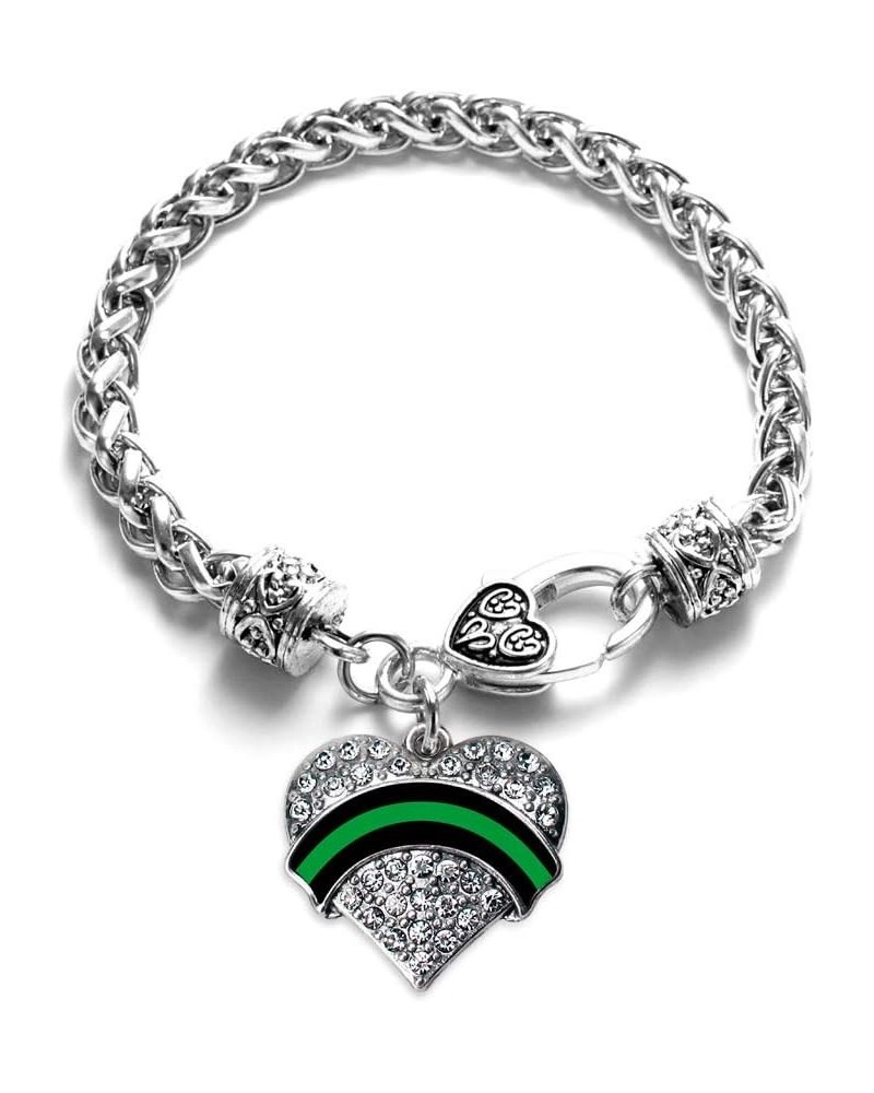 Silver Pave Heart Charm Bracelet with Cubic Zirconia Jewelry Federal Agent Support $10.39 Bracelets