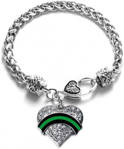 Silver Pave Heart Charm Bracelet with Cubic Zirconia Jewelry Federal Agent Support $10.39 Bracelets