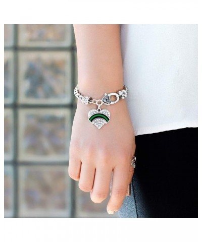 Silver Pave Heart Charm Bracelet with Cubic Zirconia Jewelry Federal Agent Support $10.39 Bracelets