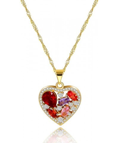 Fashion Cubic Zirconia Crystal Heart Pendant Necklace Wedding Gold Plated Y1075 A $6.00 Necklaces