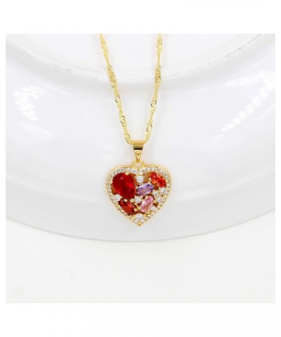 Fashion Cubic Zirconia Crystal Heart Pendant Necklace Wedding Gold Plated Y1075 A $6.00 Necklaces