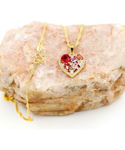 Fashion Cubic Zirconia Crystal Heart Pendant Necklace Wedding Gold Plated Y1075 A $6.00 Necklaces