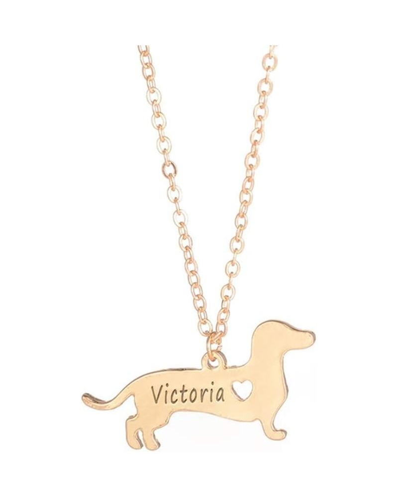 Personalized 925 Sterling Silver Dachshund Name Necklace Pet Lovers Custom Dog Memorial Jewelry Christmas Gifts Gold $23.72 N...